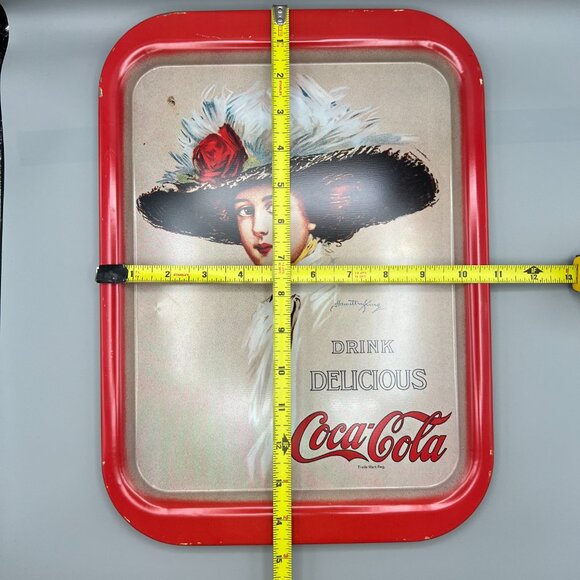 Vintage 1971 Coca Cola Serving Tray Hamilton King 1909 Girl Big Hat Metal Coke 1 - Picture 9 of 9